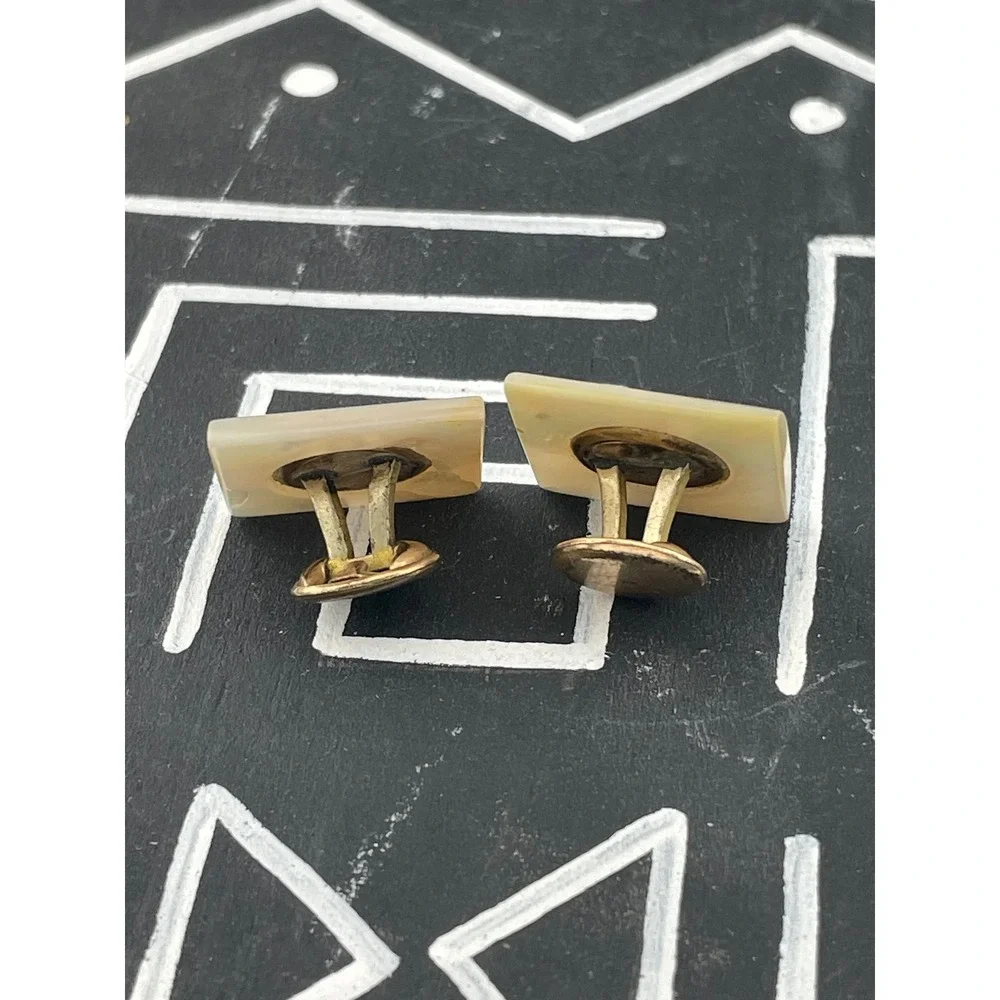 Antique Mother of Pearl Cufflinks Edwardian Patent Marked Mens Dress Accessories
